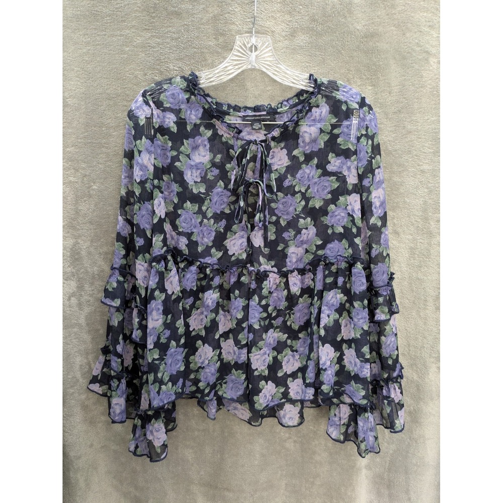 Fairycore Blouse Women's Small Dark Moody‎ Floral Feminine